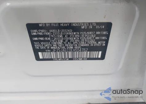 2014 Subaru Forester 2.5I Premium из США, поврежденный, VIN JF2SJAEC0EH554762